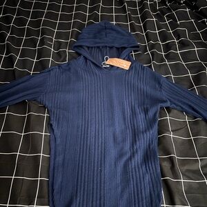 SHEIN Navy Blue Ribbed Hoodie